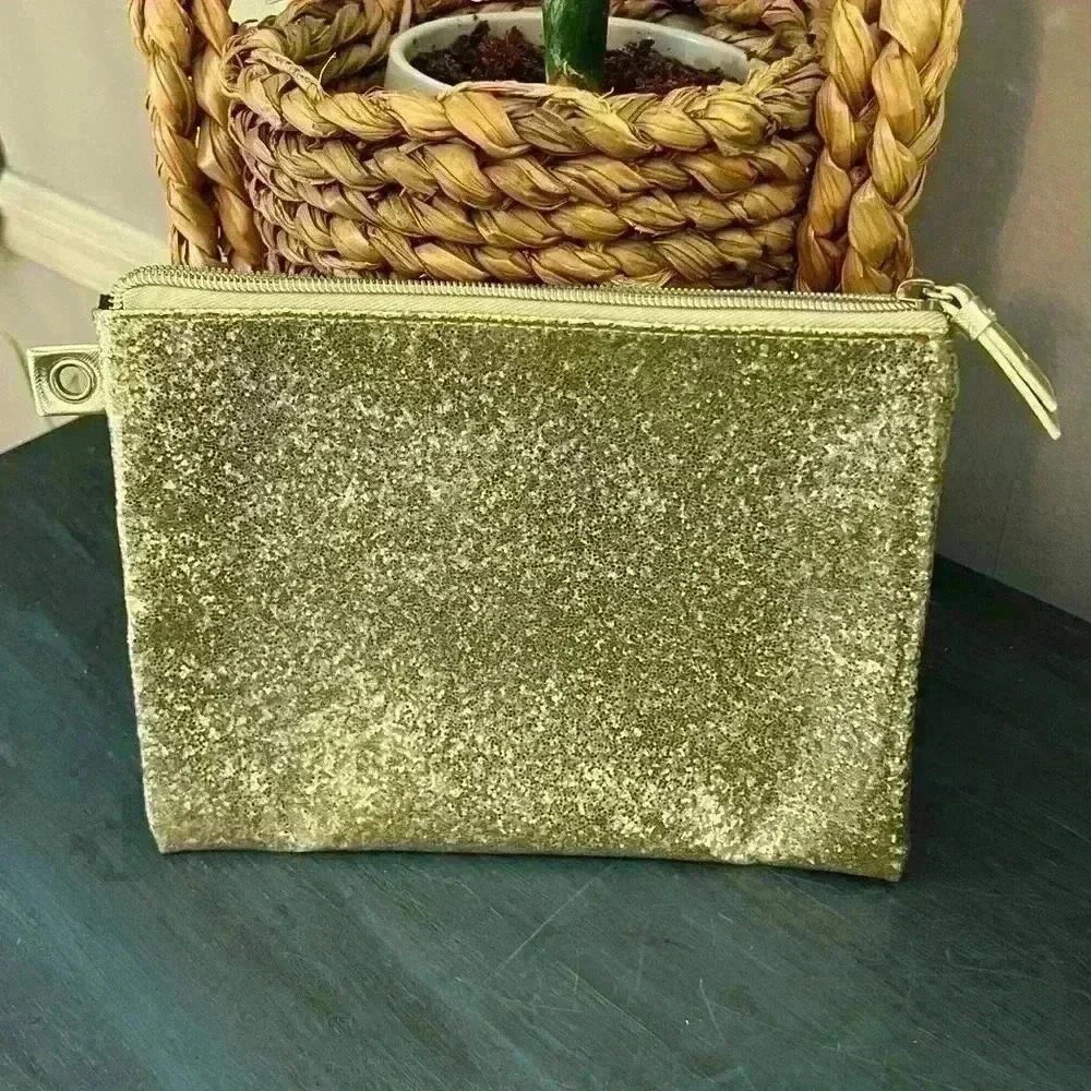 Dabney Lee Sparkly Gold  7x9.5" Cosmetic Bag